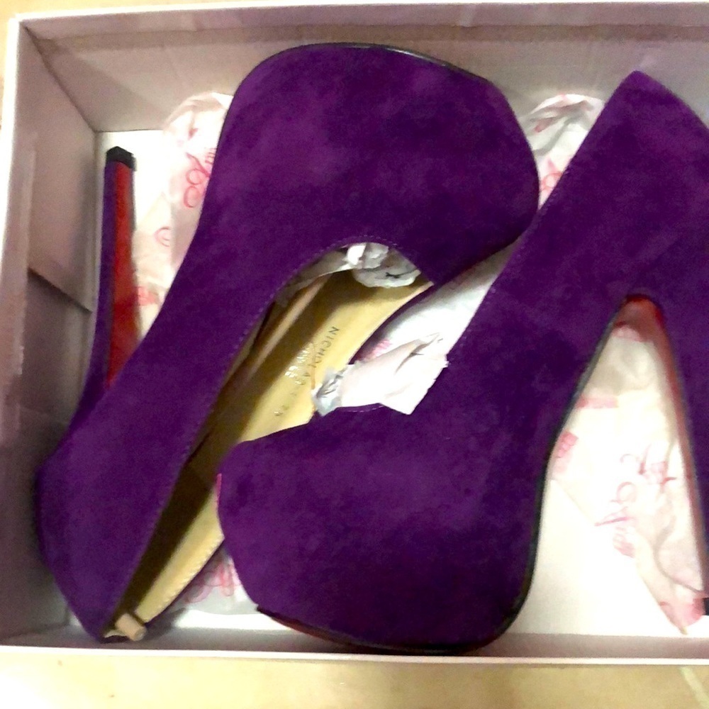 Synthetic suede stiletto high heels